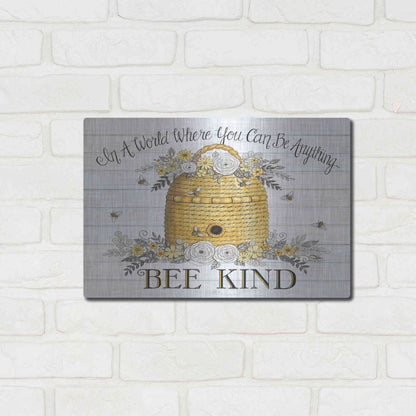 Luxe Metal Art 'Bee Kind Bee Hive' by Deb Strain, Metal Wall Art,16x12