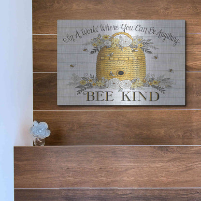 Luxe Metal Art 'Bee Kind Bee Hive' by Deb Strain, Metal Wall Art,16x12