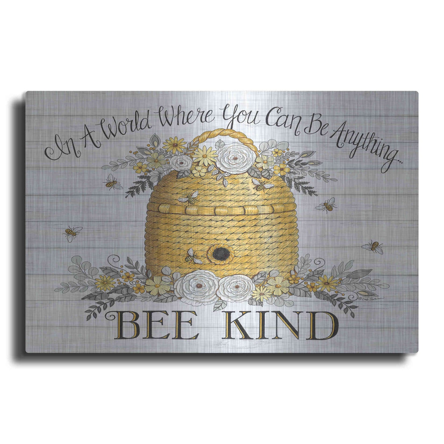 Luxe Metal Art 'Bee Kind Bee Hive' by Deb Strain, Metal Wall Art