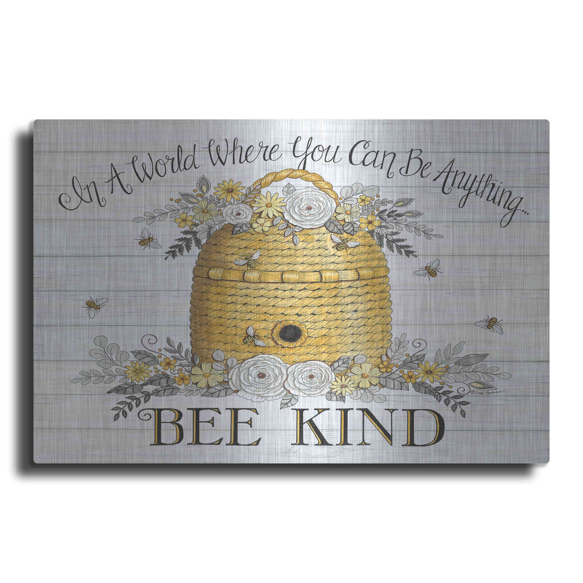 Luxe Metal Art 'Bee Kind Bee Hive' by Deb Strain, Metal Wall Art
