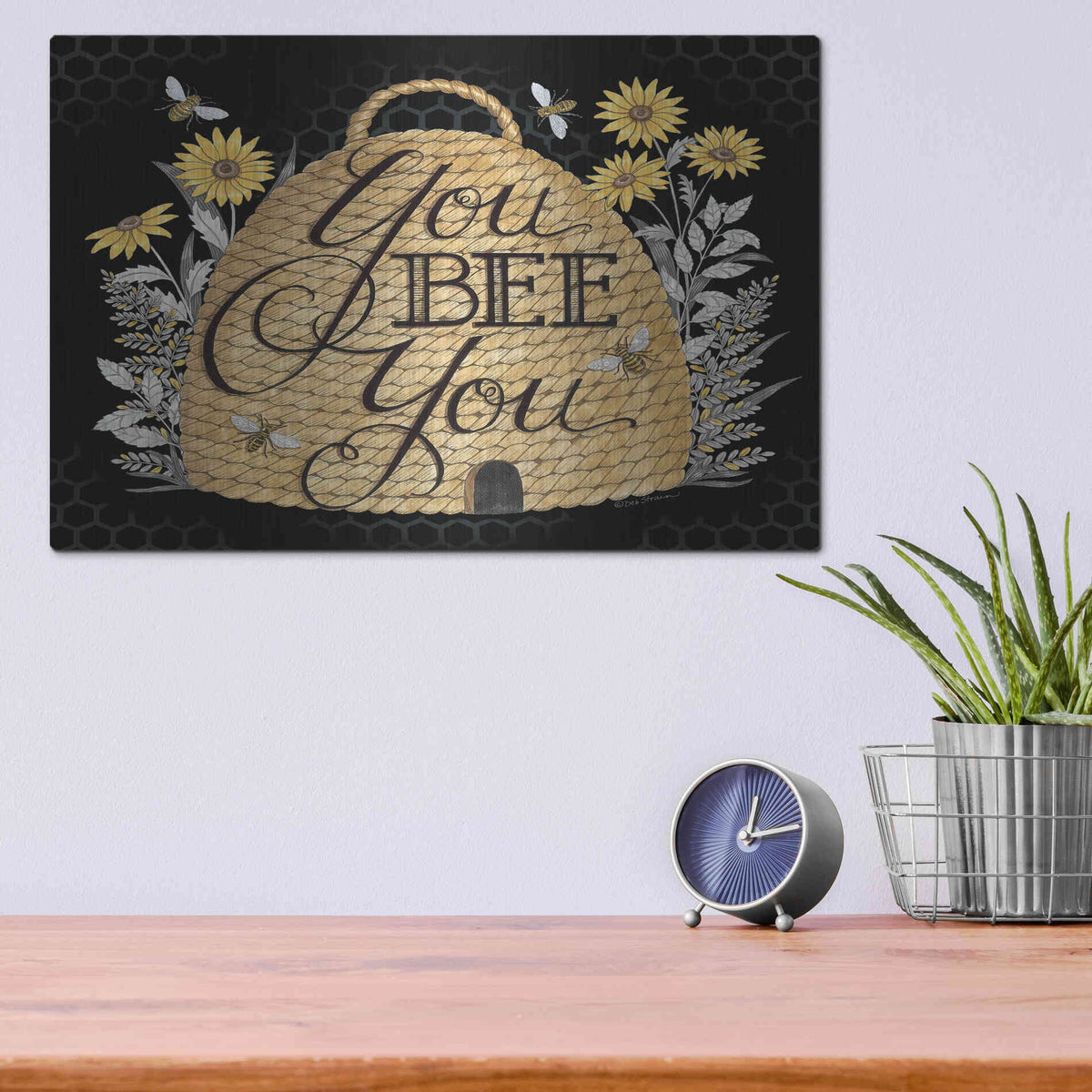 Luxe Metal Art 'You Bee You' by Deb Strain, Metal Wall Art,16x12