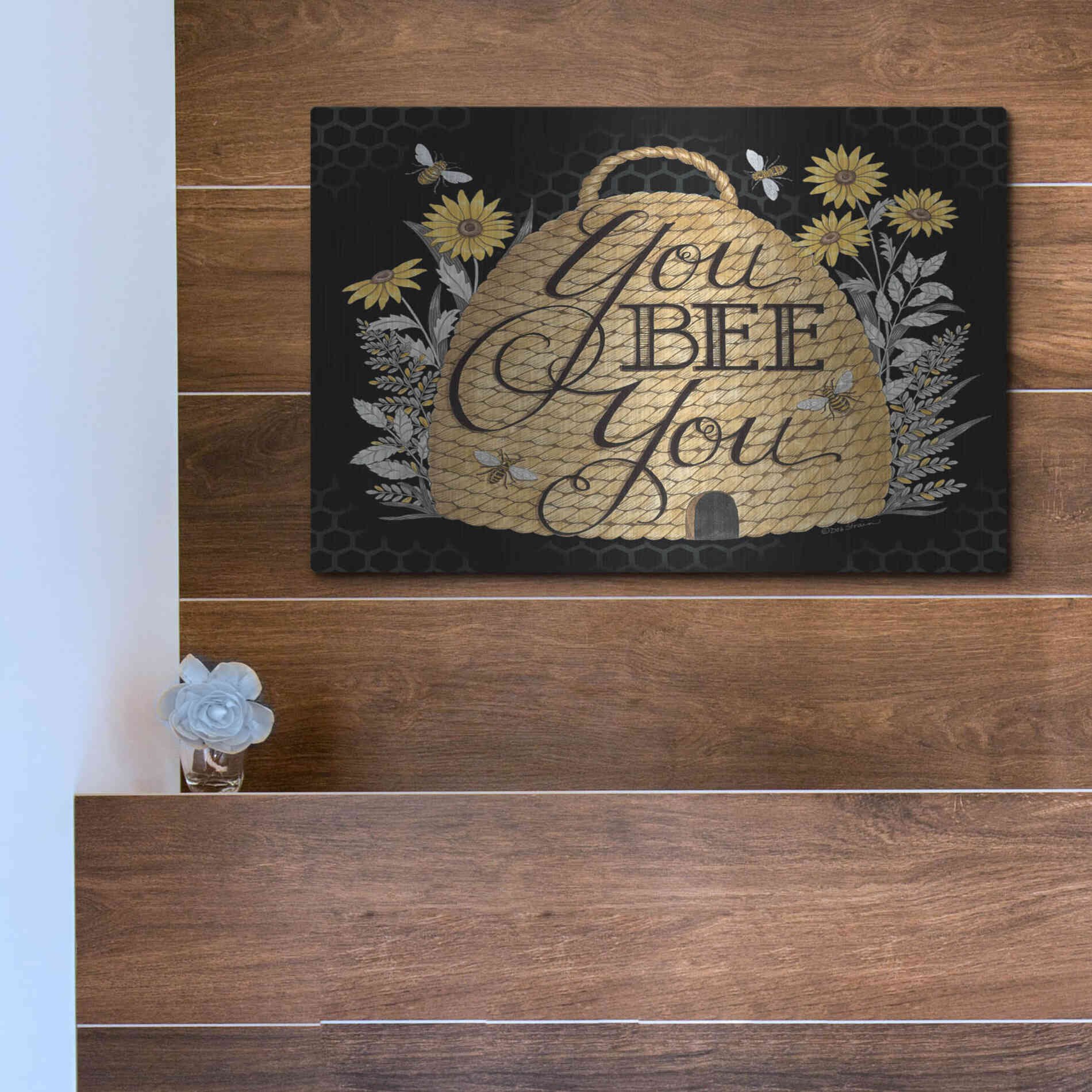 Luxe Metal Art 'You Bee You' by Deb Strain, Metal Wall Art,16x12