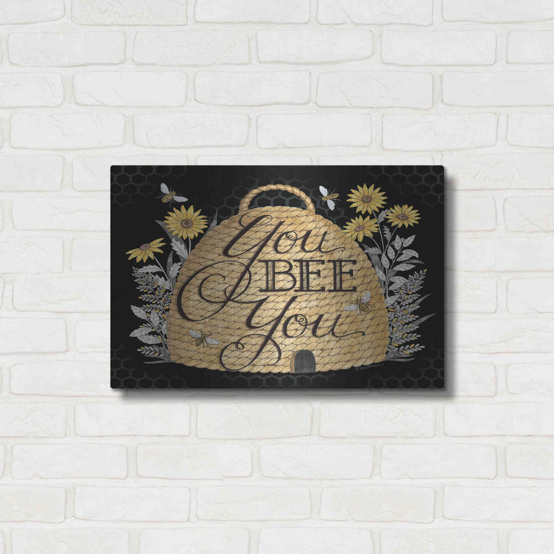 Luxe Metal Art 'You Bee You' by Deb Strain, Metal Wall Art,24x16