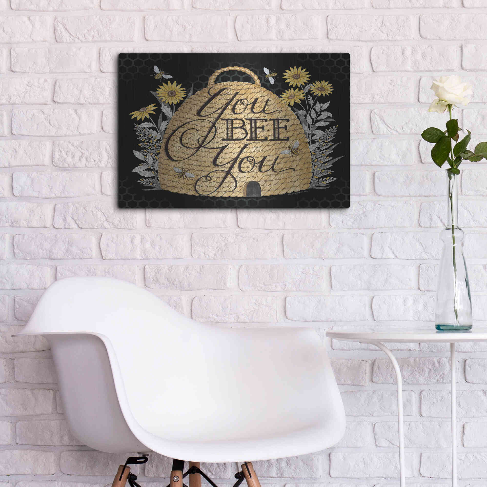 Luxe Metal Art 'You Bee You' by Deb Strain, Metal Wall Art,24x16