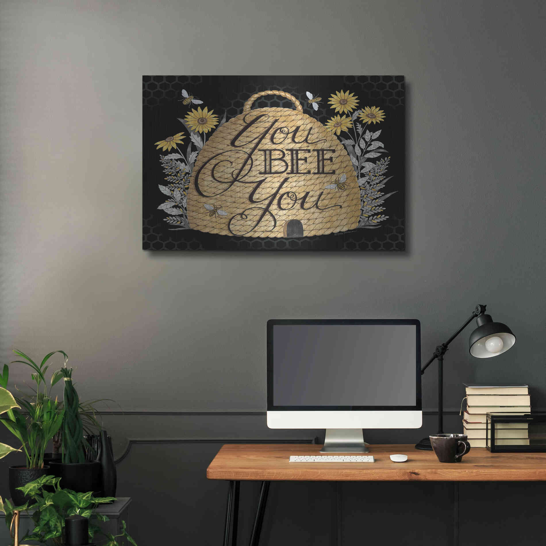 Luxe Metal Art 'You Bee You' by Deb Strain, Metal Wall Art,36x24