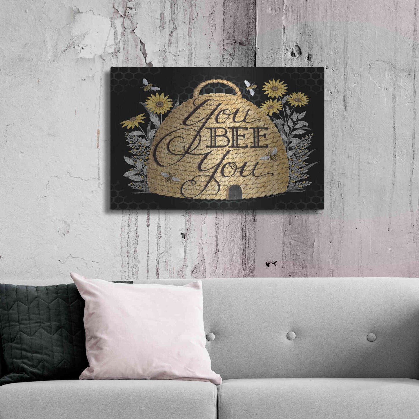 Luxe Metal Art 'You Bee You' by Deb Strain, Metal Wall Art,36x24