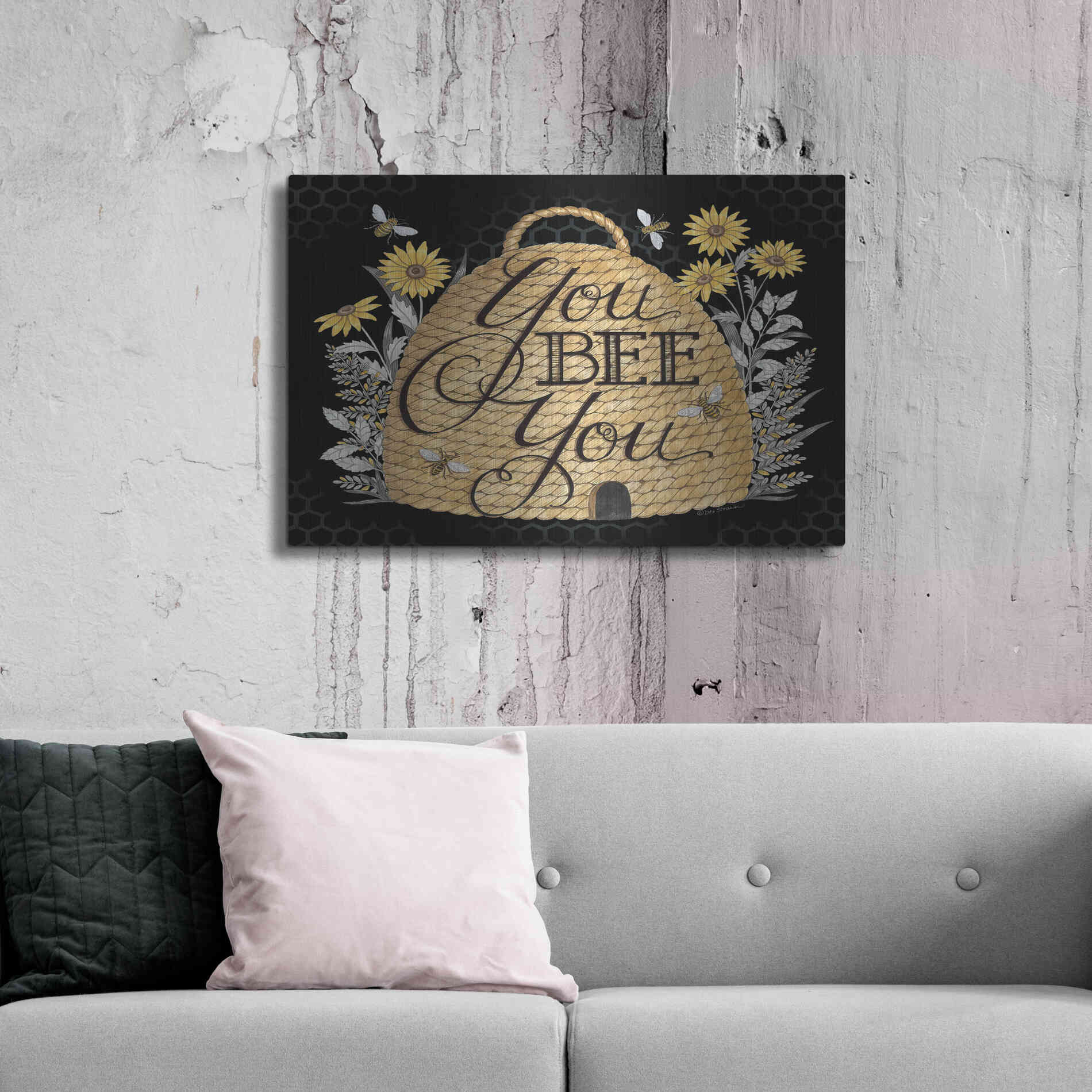 Luxe Metal Art 'You Bee You' by Deb Strain, Metal Wall Art,36x24