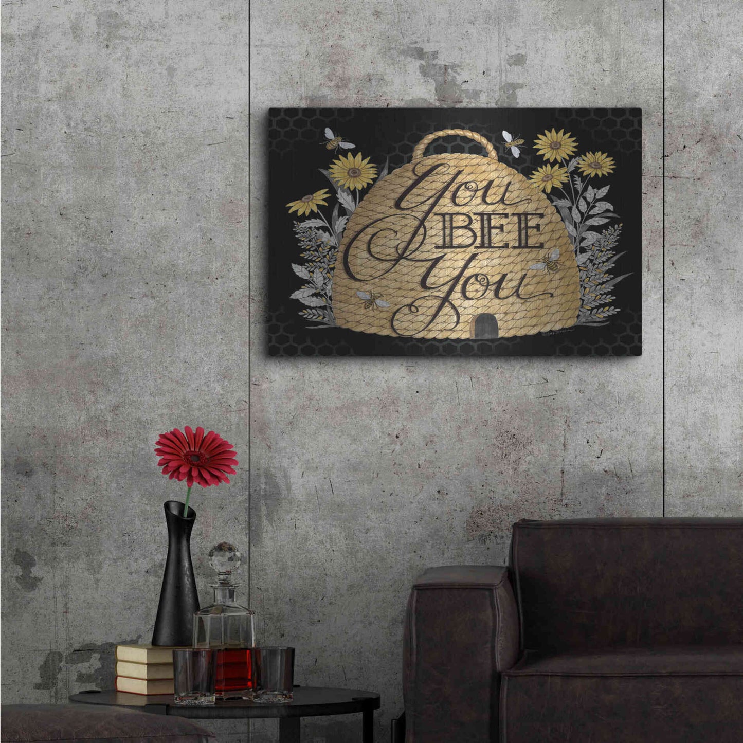 Luxe Metal Art 'You Bee You' by Deb Strain, Metal Wall Art,36x24