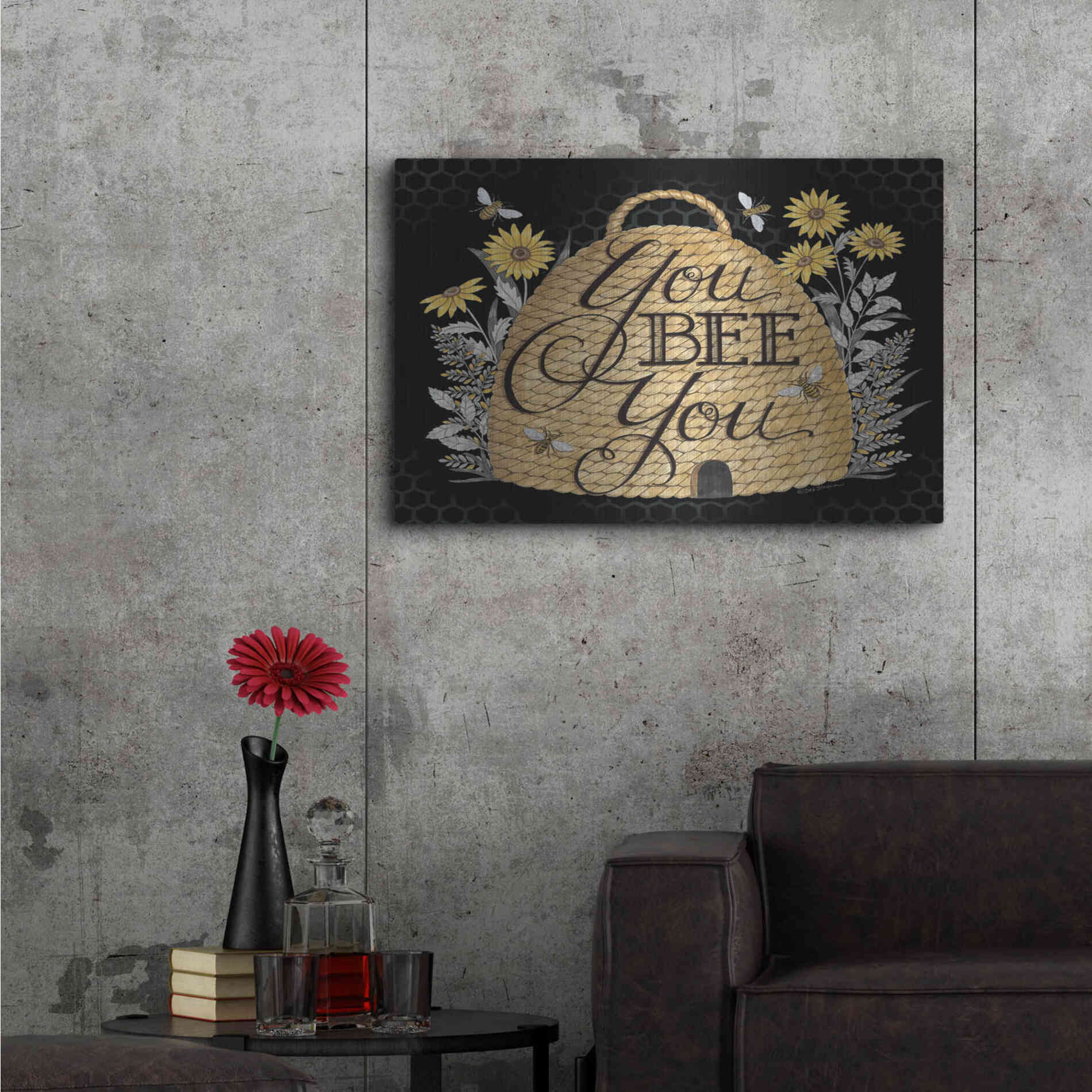 Luxe Metal Art 'You Bee You' by Deb Strain, Metal Wall Art,36x24