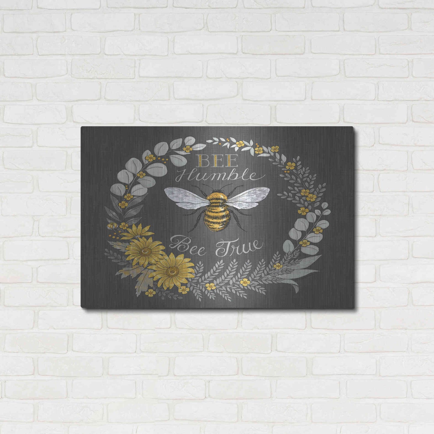 Luxe Metal Art 'Bee Humble, Bee True' by Deb Strain, Metal Wall Art,36x24