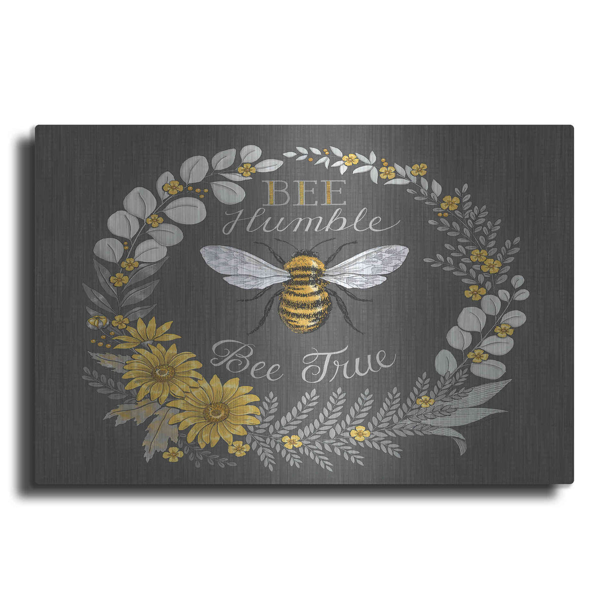 Luxe Metal Art 'Bee Humble, Bee True' by Deb Strain, Metal Wall Art