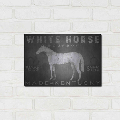 Luxe Metal Art 'White Horse with Words' by Ryan Fowler, Metal Wall Art,16x12