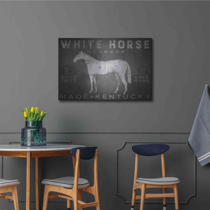 Luxe Metal Art 'White Horse with Words' by Ryan Fowler, Metal Wall Art,36x24