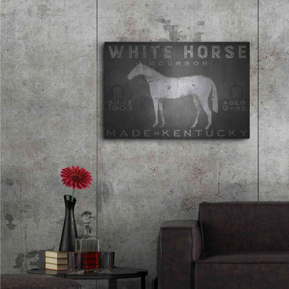 Luxe Metal Art 'White Horse with Words' by Ryan Fowler, Metal Wall Art,36x24