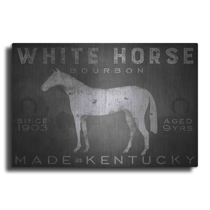 Luxe Metal Art 'White Horse with Words' by Ryan Fowler, Metal Wall Art