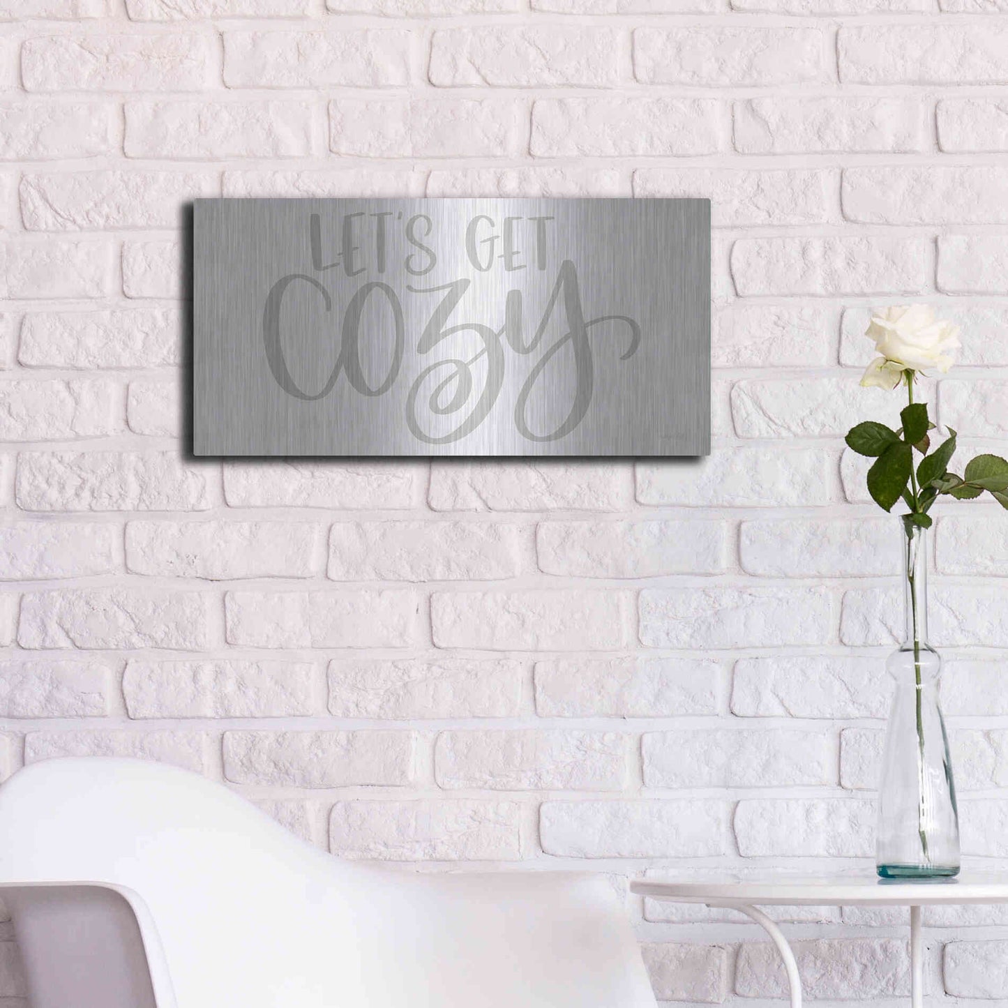 Luxe Metal Art 'Let's Get Cozy ' by Imperfect Dust, Metal Wall Art,24x12