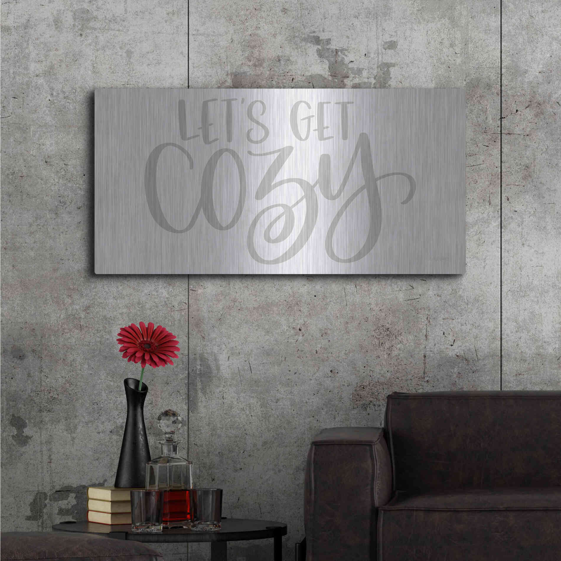Luxe Metal Art 'Let's Get Cozy ' by Imperfect Dust, Metal Wall Art,48x24