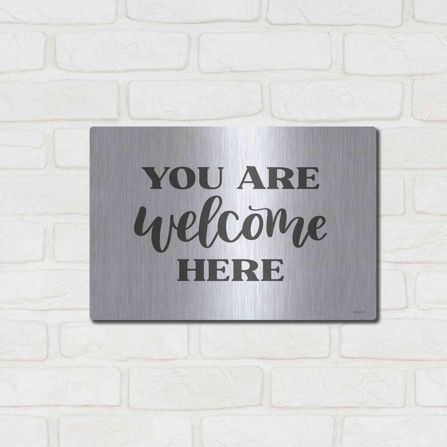Luxe Metal Art 'You Are Welcome Here ' by Imperfect Dust, Metal Wall Art,16x12