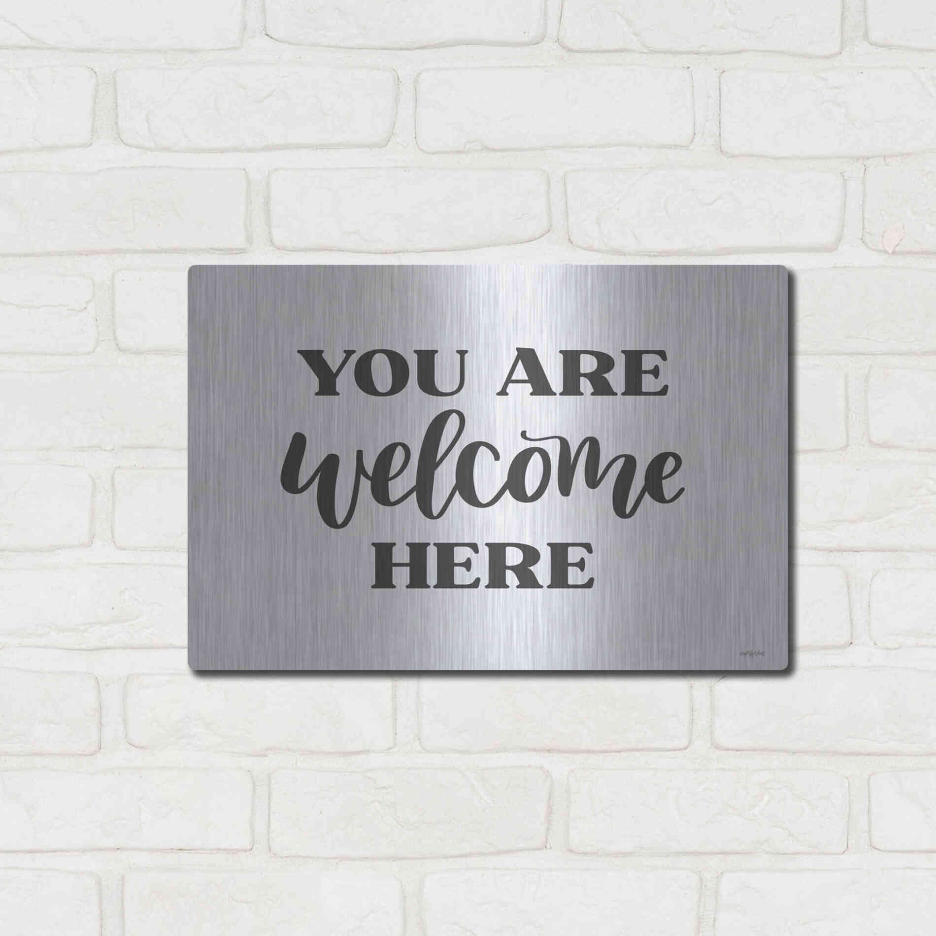 Luxe Metal Art 'You Are Welcome Here ' by Imperfect Dust, Metal Wall Art,16x12