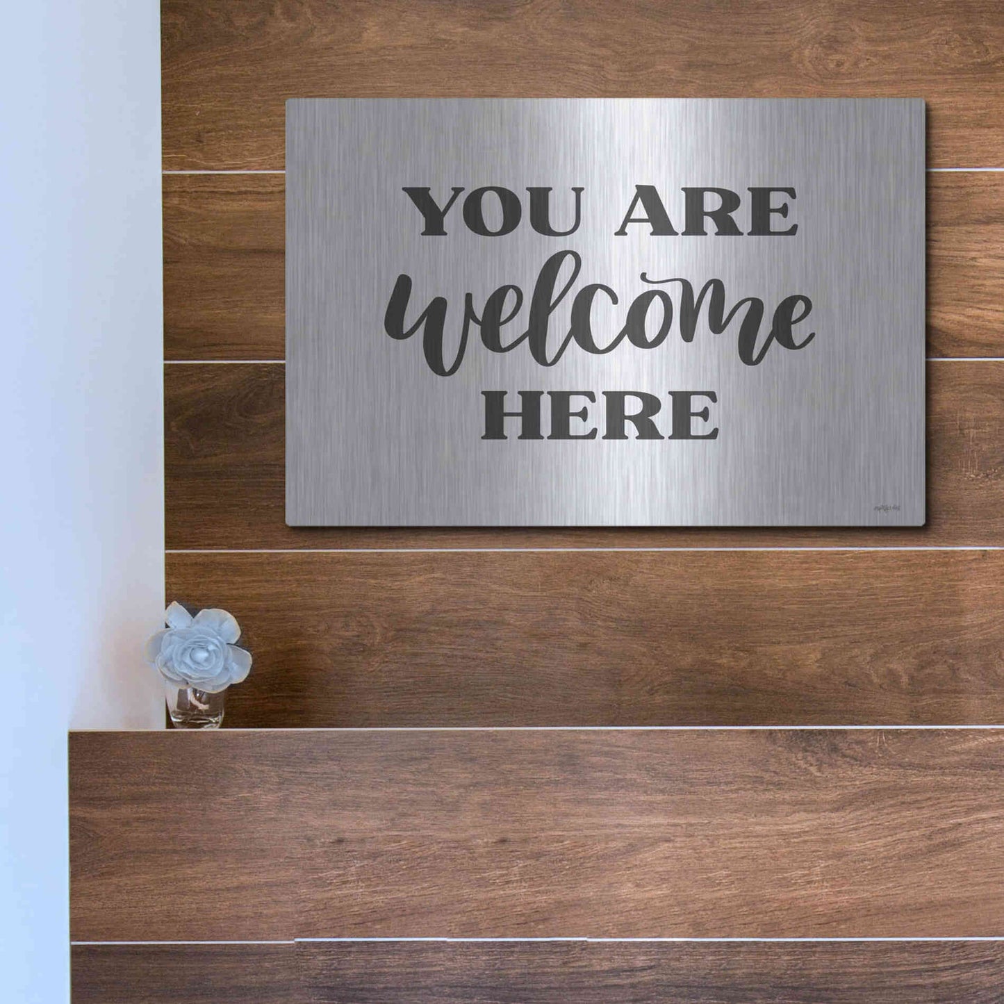 Luxe Metal Art 'You Are Welcome Here ' by Imperfect Dust, Metal Wall Art,16x12