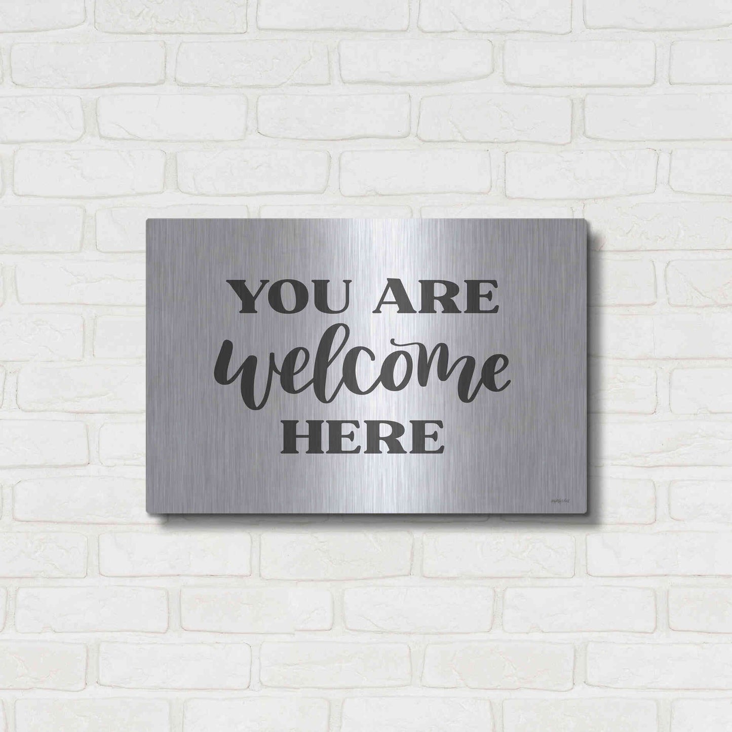 Luxe Metal Art 'You Are Welcome Here ' by Imperfect Dust, Metal Wall Art,24x16
