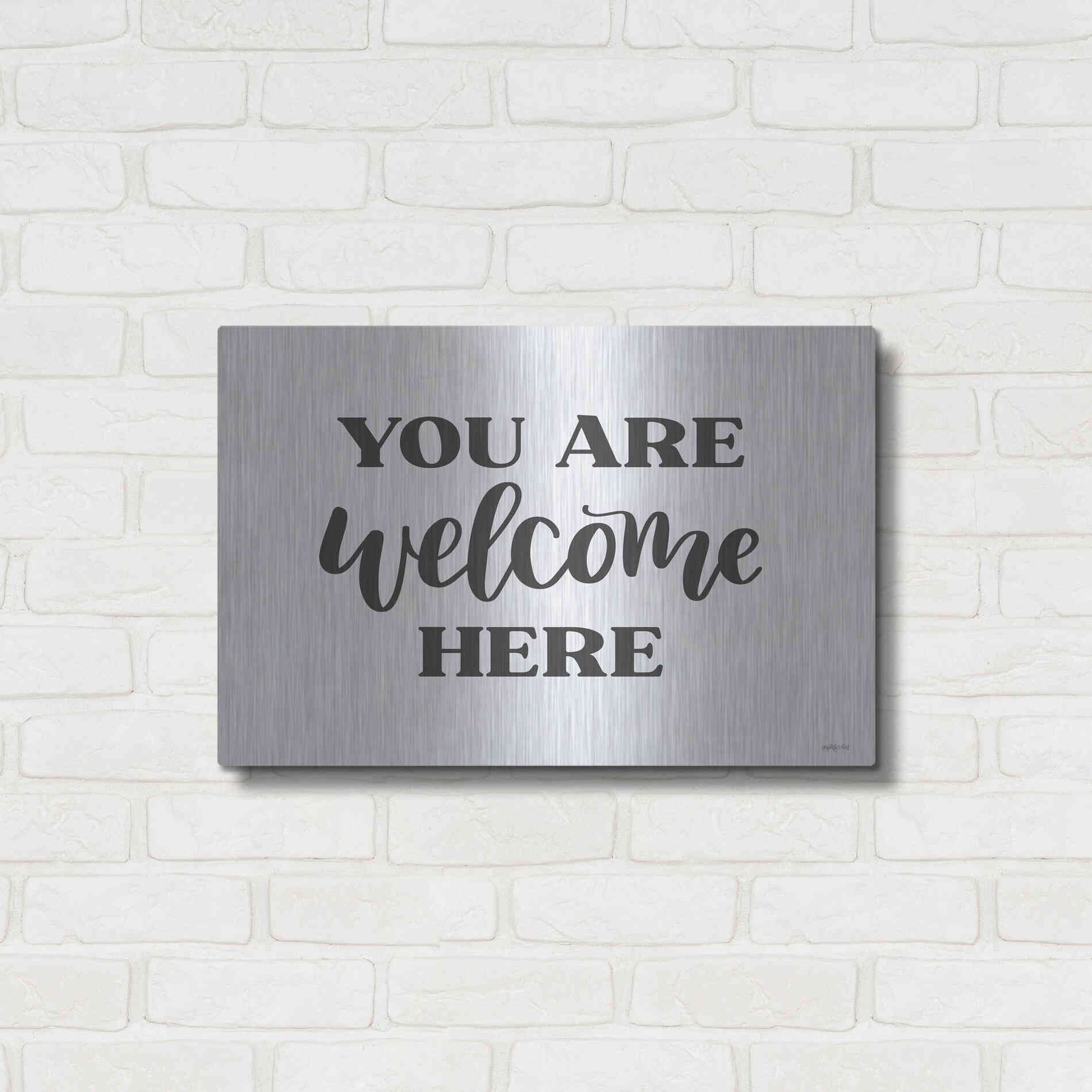 Luxe Metal Art 'You Are Welcome Here ' by Imperfect Dust, Metal Wall Art,24x16