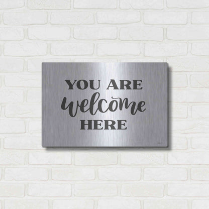 Luxe Metal Art 'You Are Welcome Here ' by Imperfect Dust, Metal Wall Art,24x16