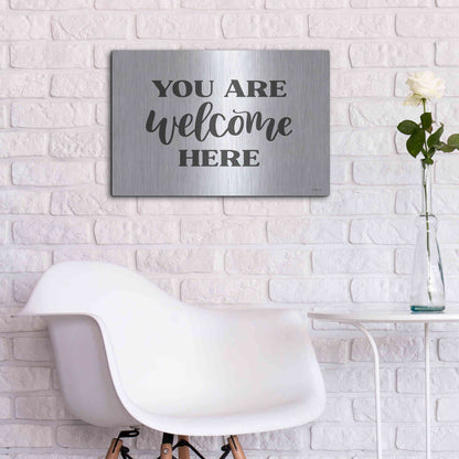Luxe Metal Art 'You Are Welcome Here ' by Imperfect Dust, Metal Wall Art,24x16