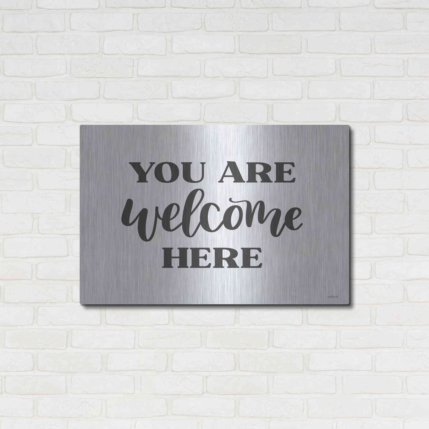 Luxe Metal Art 'You Are Welcome Here ' by Imperfect Dust, Metal Wall Art,36x24