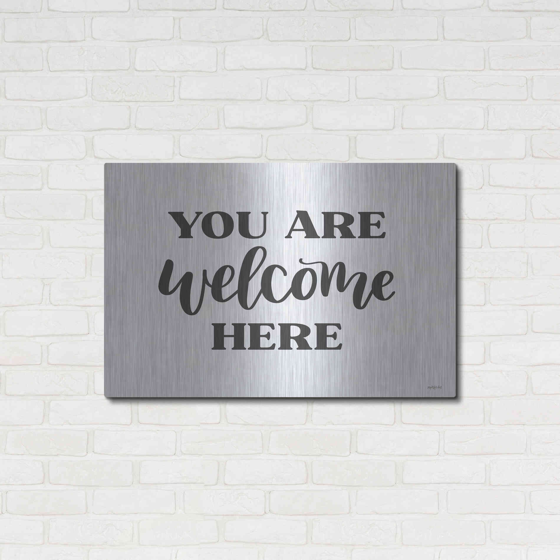 Luxe Metal Art 'You Are Welcome Here ' by Imperfect Dust, Metal Wall Art,36x24