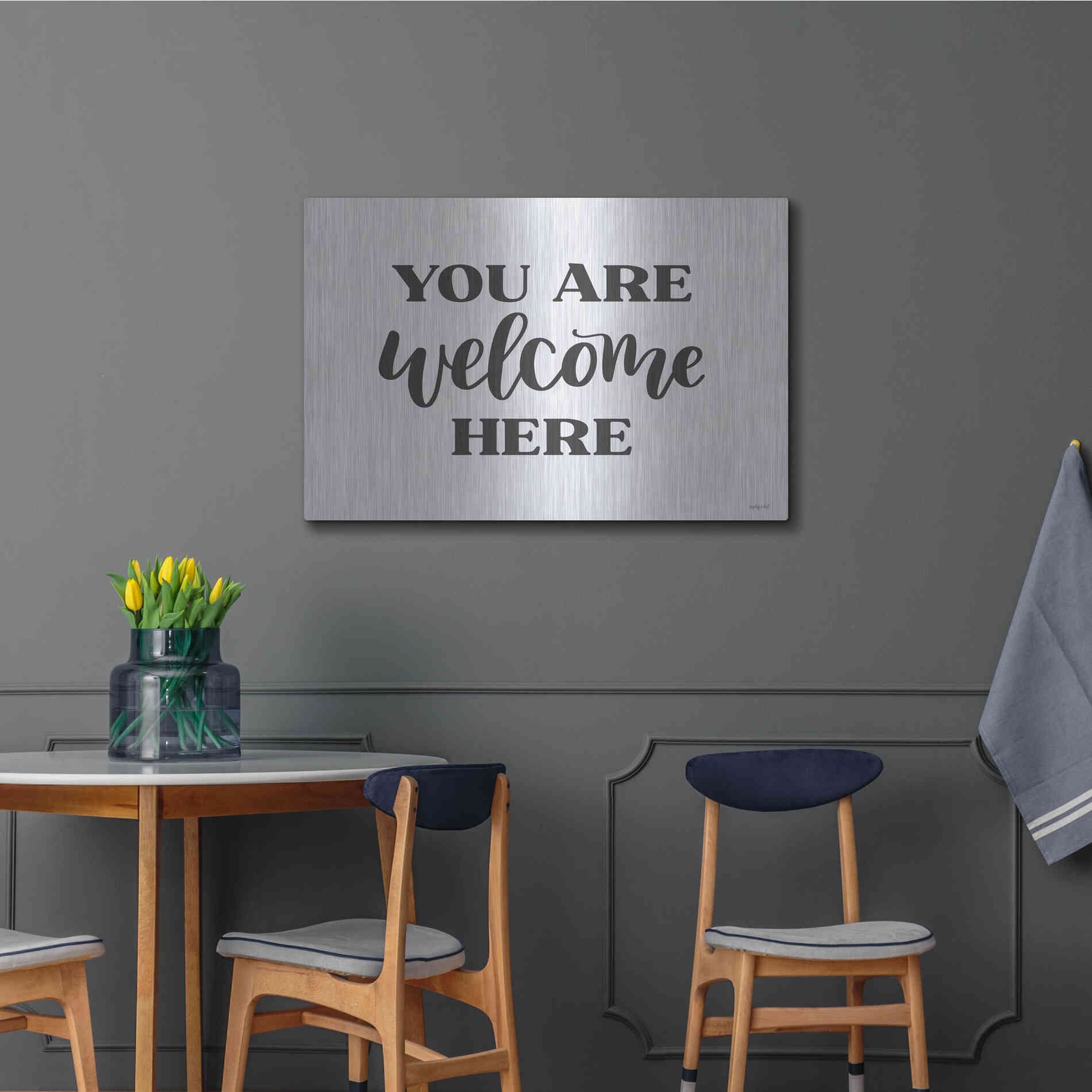 Luxe Metal Art 'You Are Welcome Here ' by Imperfect Dust, Metal Wall Art,36x24