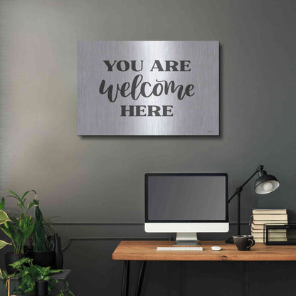 Luxe Metal Art 'You Are Welcome Here ' by Imperfect Dust, Metal Wall Art,36x24