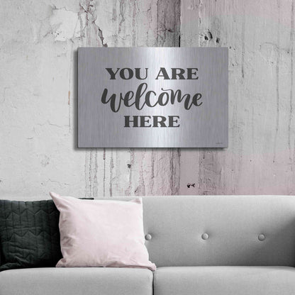 Luxe Metal Art 'You Are Welcome Here ' by Imperfect Dust, Metal Wall Art,36x24