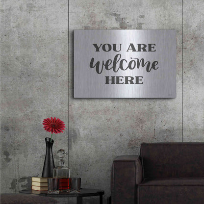 Luxe Metal Art 'You Are Welcome Here ' by Imperfect Dust, Metal Wall Art,36x24