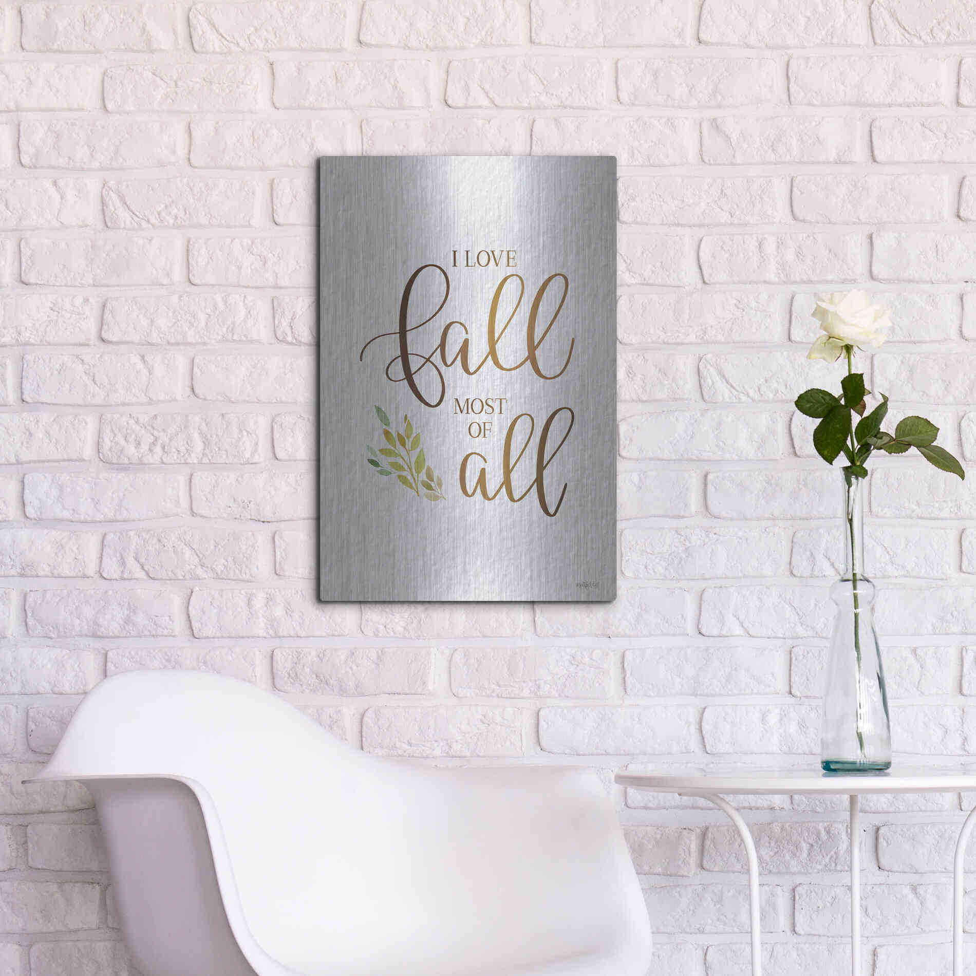 Luxe Metal Art 'I Love Fall Most of All' by Imperfect Dust, Metal Wall Art,16x24