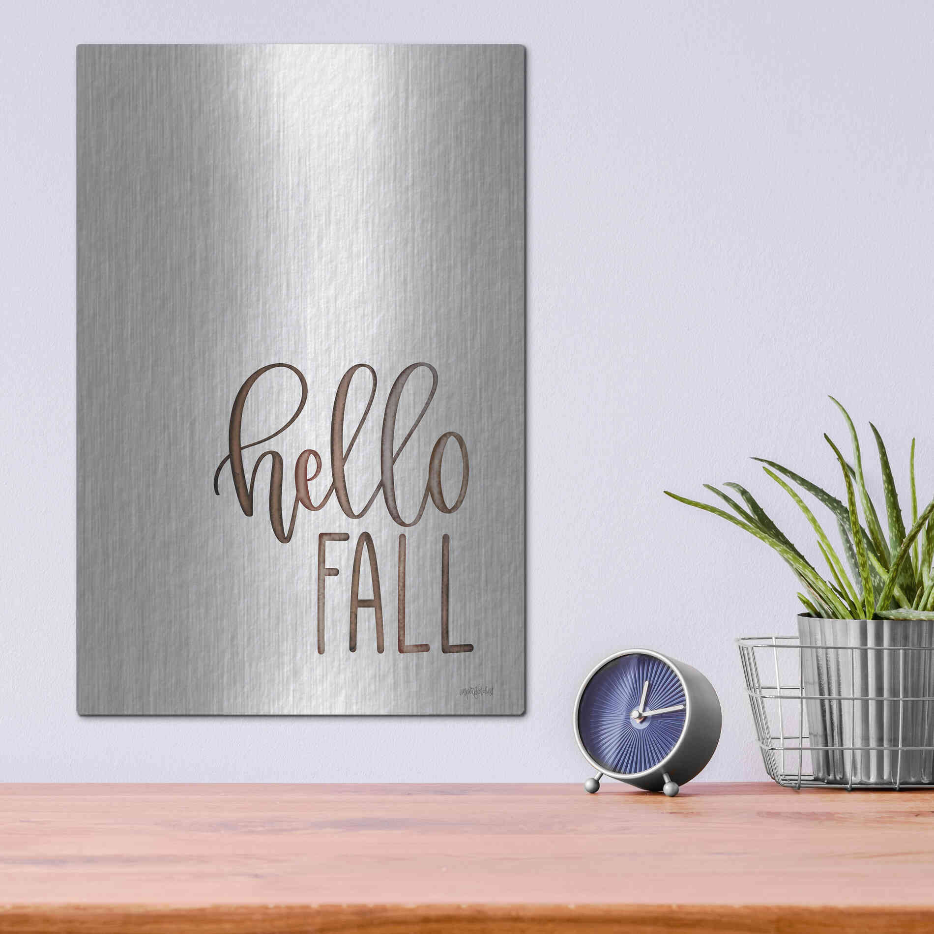 Luxe Metal Art 'Hello Fall 2' by Imperfect Dust, Metal Wall Art,12x16