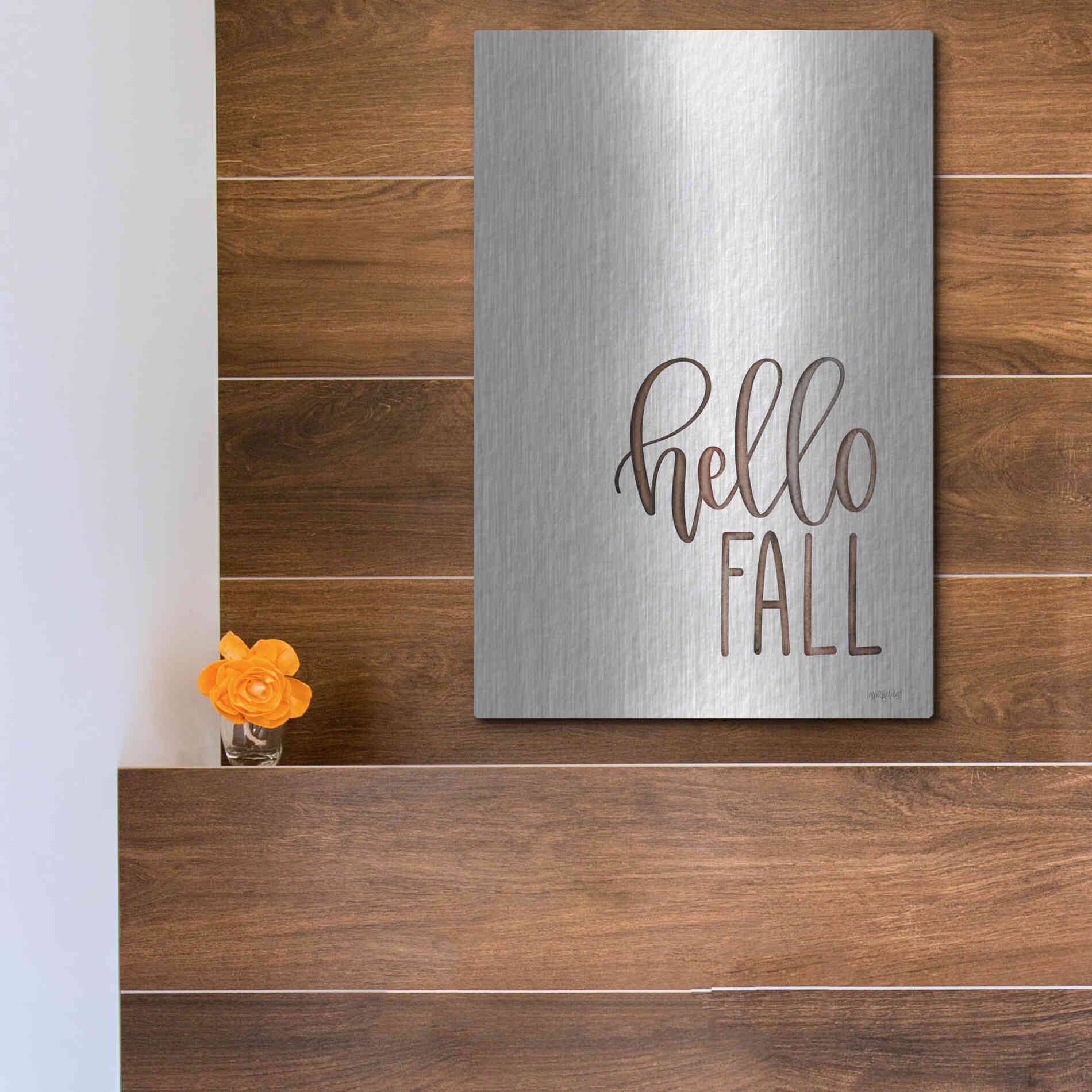 Luxe Metal Art 'Hello Fall 2' by Imperfect Dust, Metal Wall Art,12x16