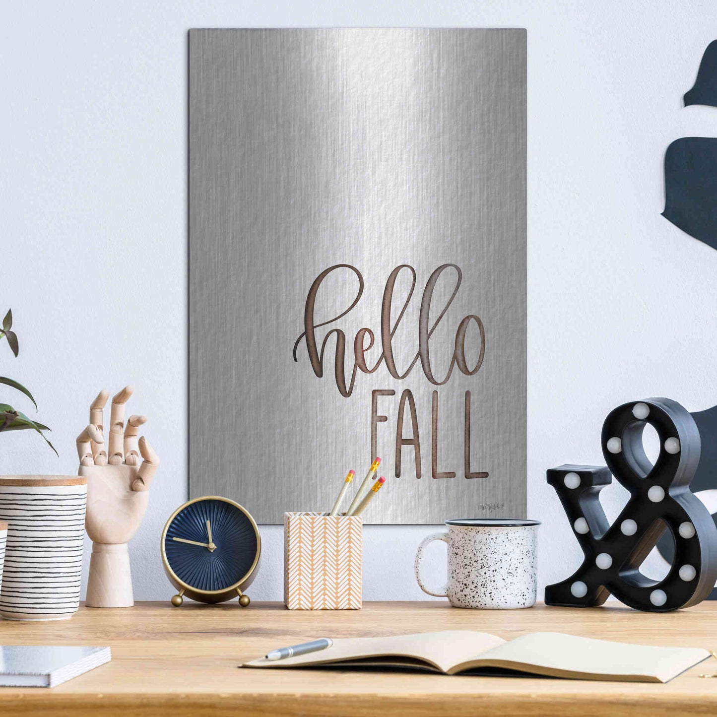 Luxe Metal Art 'Hello Fall 2' by Imperfect Dust, Metal Wall Art,12x16