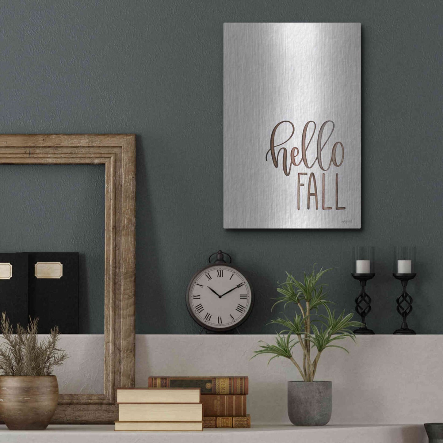 Luxe Metal Art 'Hello Fall 2' by Imperfect Dust, Metal Wall Art,12x16