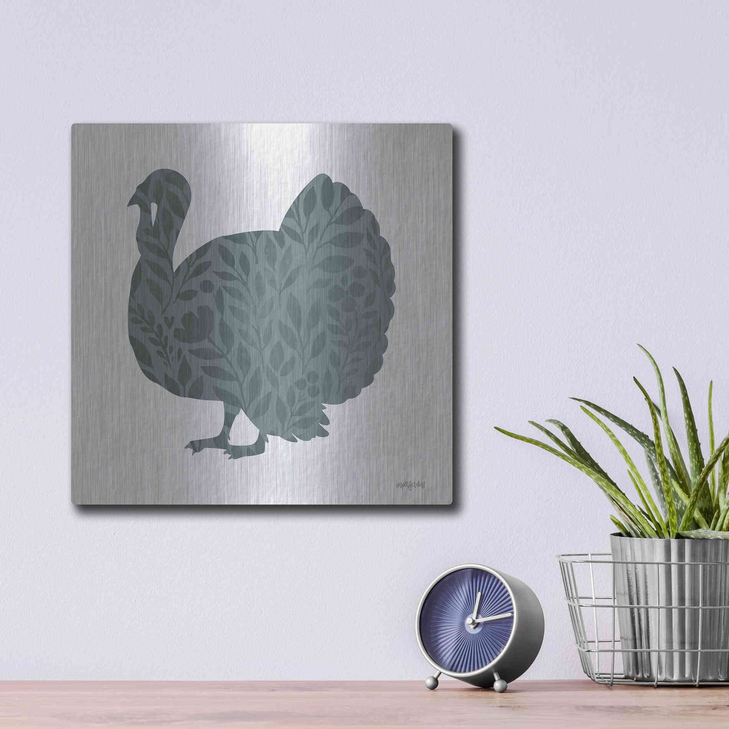 Luxe Metal Art 'Floral Turkey' by Imperfect Dust, Metal Wall Art,12x12