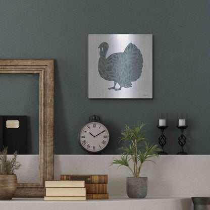 Luxe Metal Art 'Floral Turkey' by Imperfect Dust, Metal Wall Art,12x12
