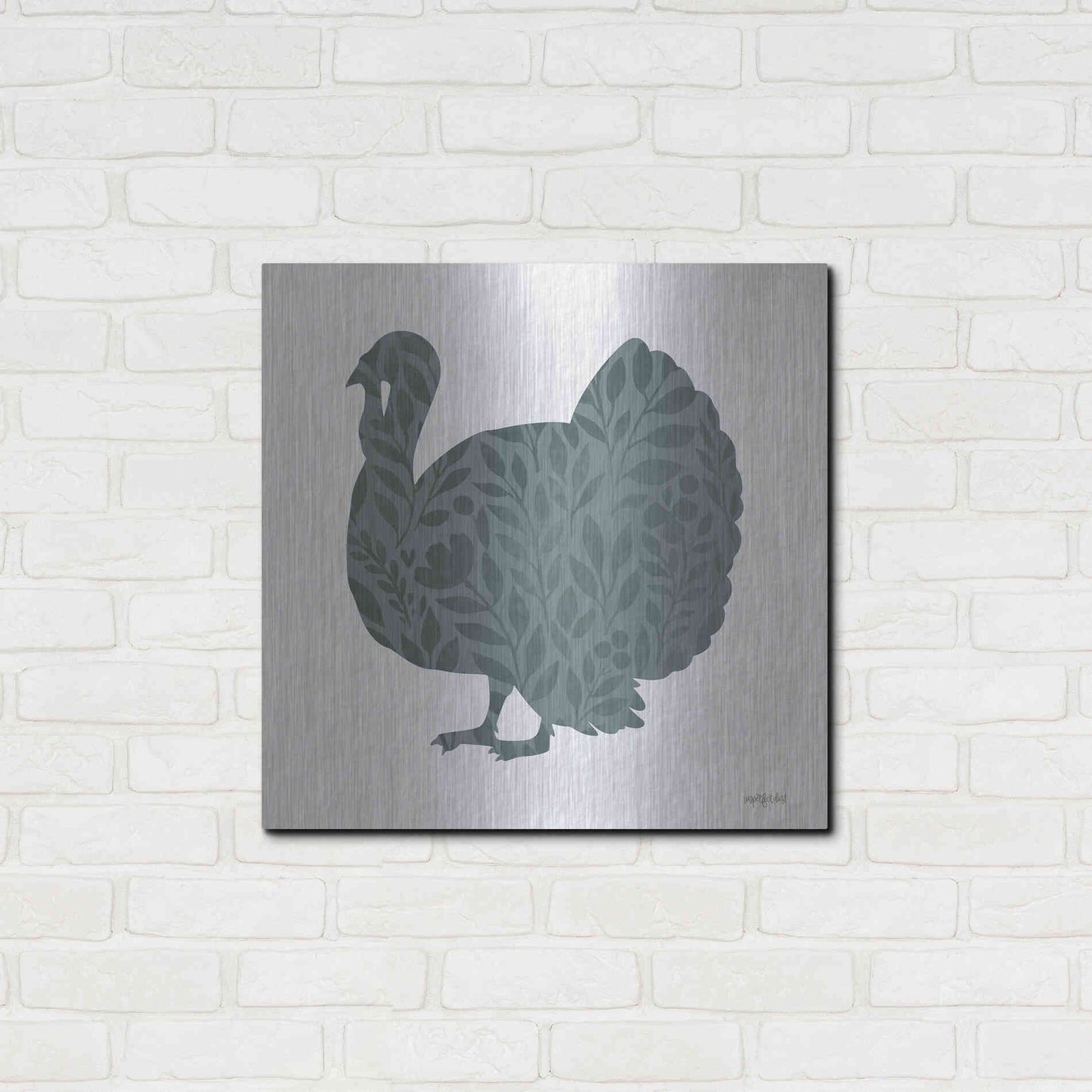 Luxe Metal Art 'Floral Turkey' by Imperfect Dust, Metal Wall Art,24x24