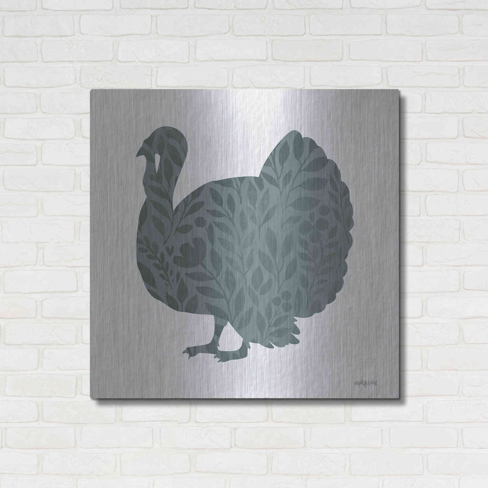 Luxe Metal Art 'Floral Turkey' by Imperfect Dust, Metal Wall Art,36x36