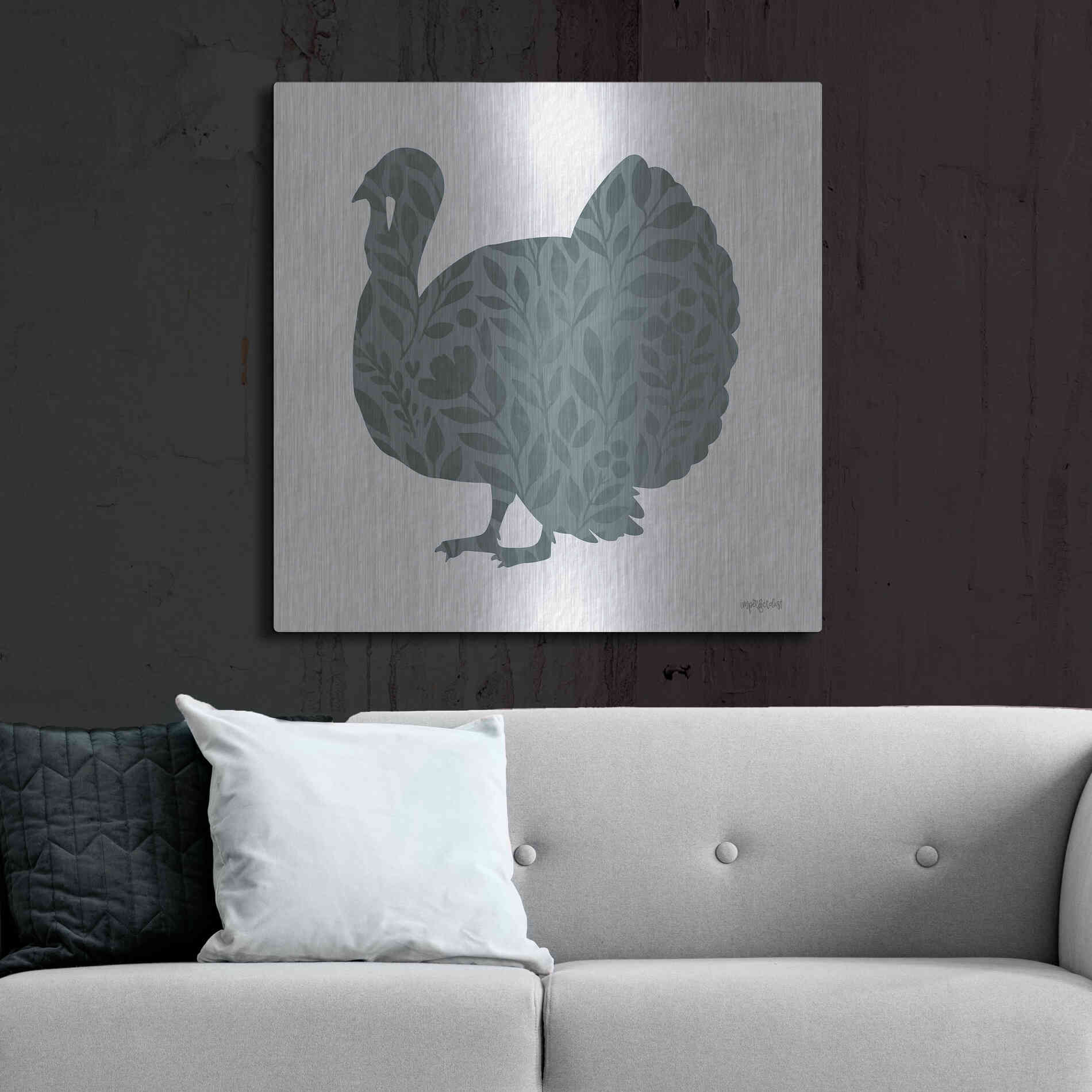 Luxe Metal Art 'Floral Turkey' by Imperfect Dust, Metal Wall Art,36x36