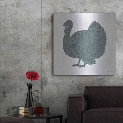 Luxe Metal Art 'Floral Turkey' by Imperfect Dust, Metal Wall Art,36x36