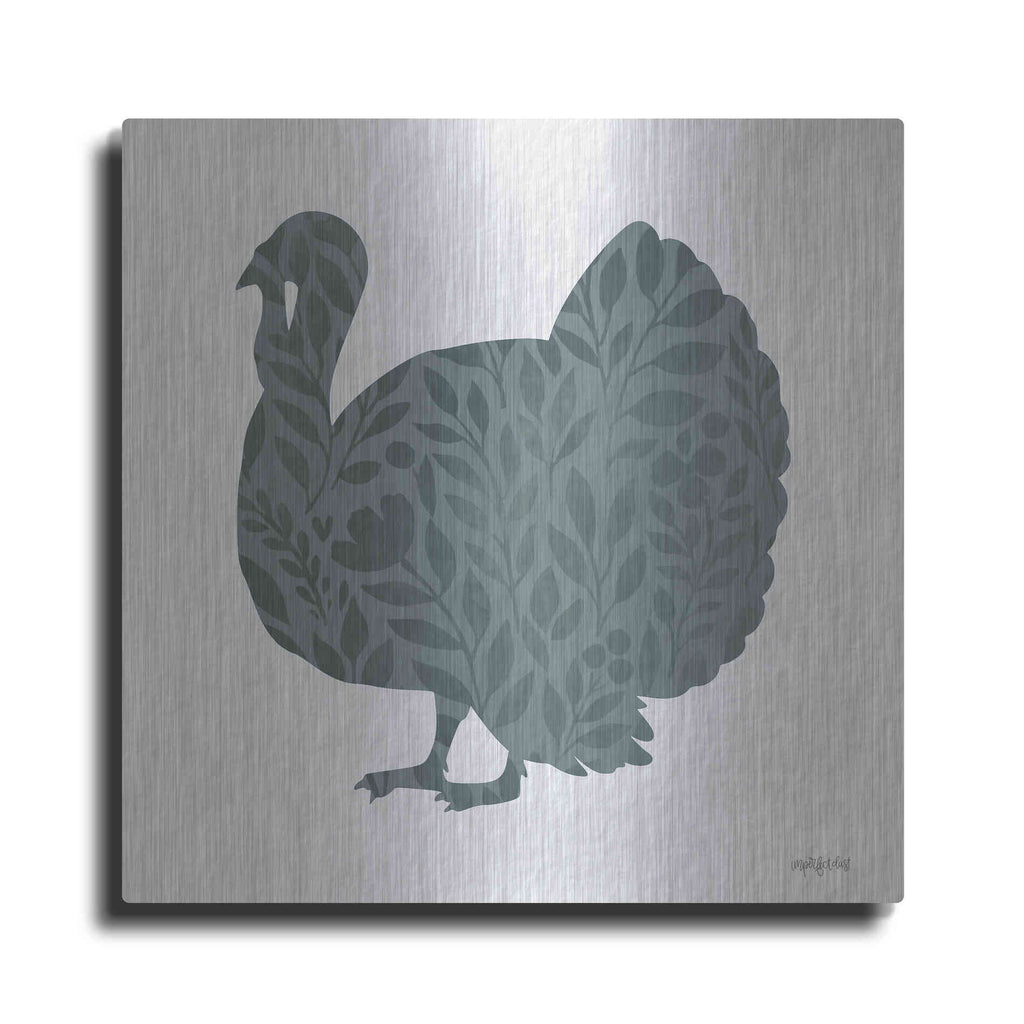 Luxe Metal Art 'Floral Turkey' by Imperfect Dust, Metal Wall Art