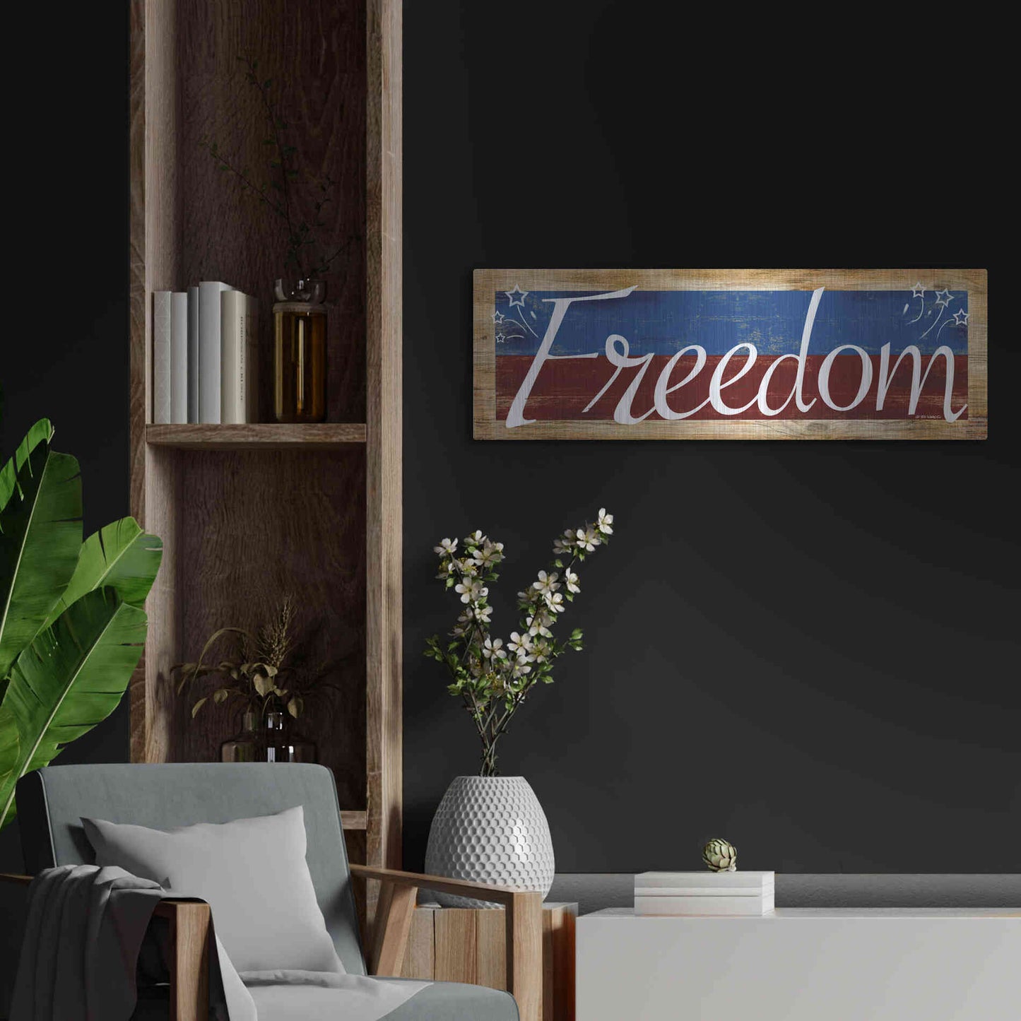 Luxe Metal Art 'Freedom' by Ed Wargo, Metal Wall Art,36x12