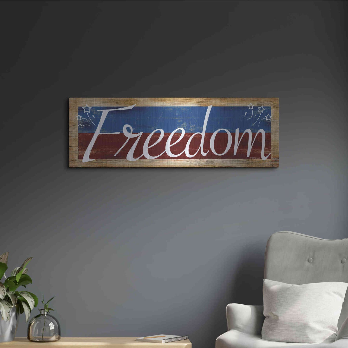 Luxe Metal Art 'Freedom' by Ed Wargo, Metal Wall Art,36x12