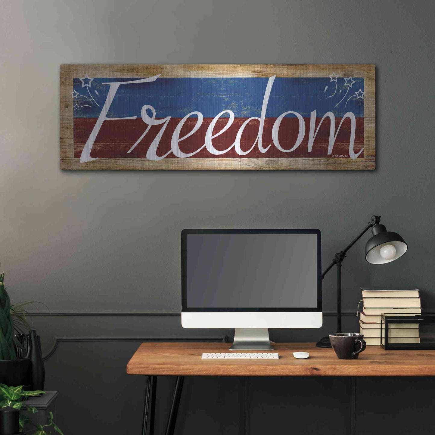 Luxe Metal Art 'Freedom' by Ed Wargo, Metal Wall Art,48x16