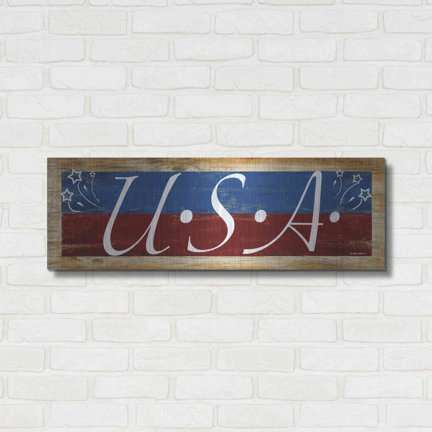 Luxe Metal Art 'USA' by Ed Wargo, Metal Wall Art,36x12